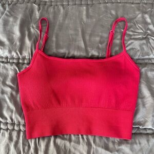 Red Ribbed Crop Top